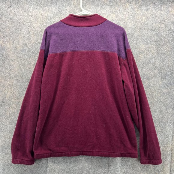LL Bean Sweater Men Large Burgundy 1/4 Zip Sweatshirt Warm Outdoors Fleece VTG - Picture 10 of 12